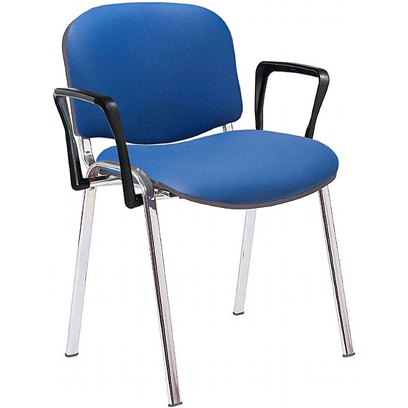 Ecton Chrome Frame Vinyl Stacking Conference Chairs with Arms - Office Furniture