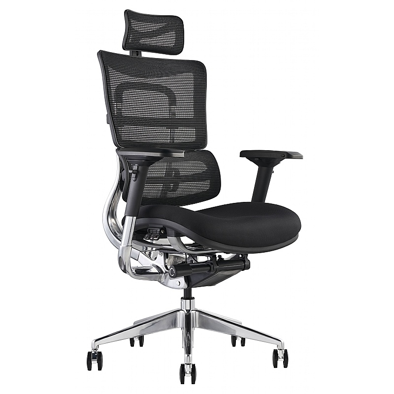 i29 24 Hour Ergonomic Mesh and Fabric Office Chair with Headrest - Office Furniture