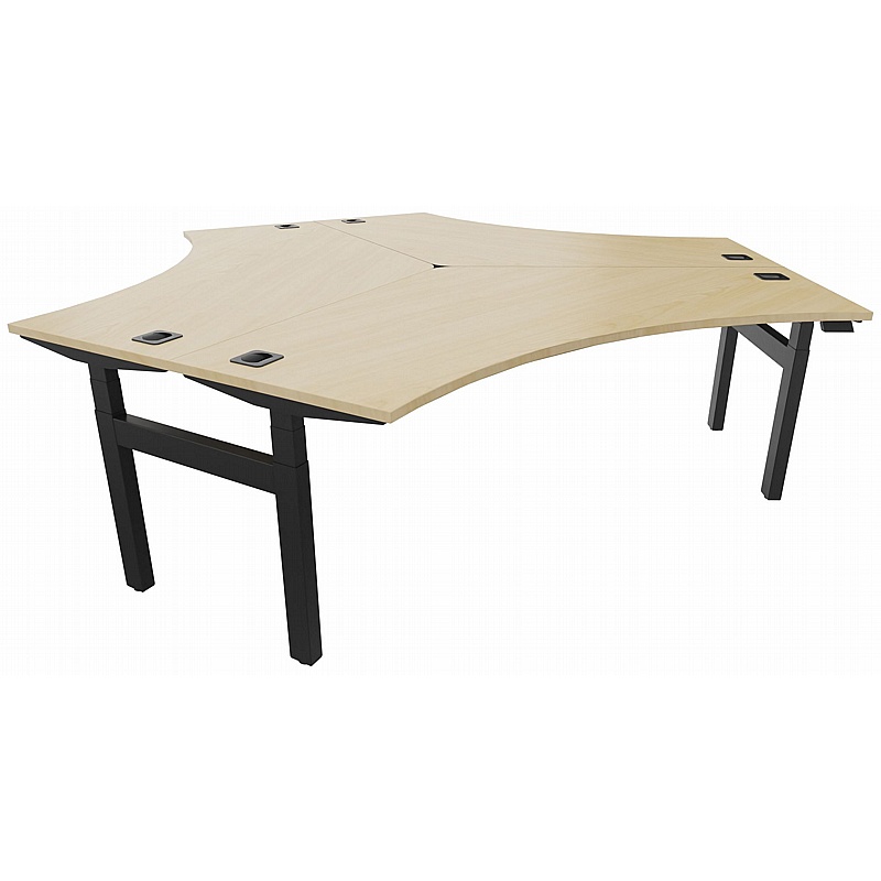 Progress Plus Electric Height Adjustable 3 Person Cluster Office Desks - Office Furniture