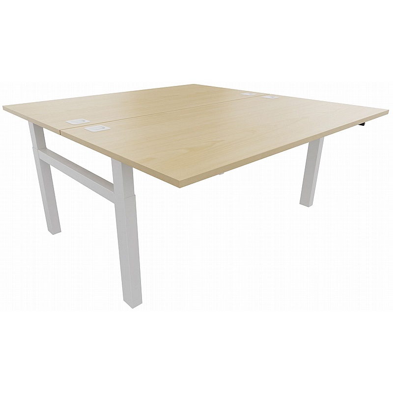 Progress Lite Crank Height Adjustable 2 Person Rectangular Back to Back Desks - Office Furniture