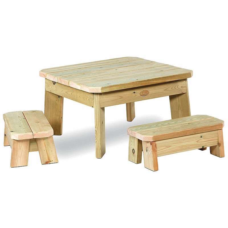 Adventure Tots Nursery Outdoor Pre-School Square Table and Bench Set - Education