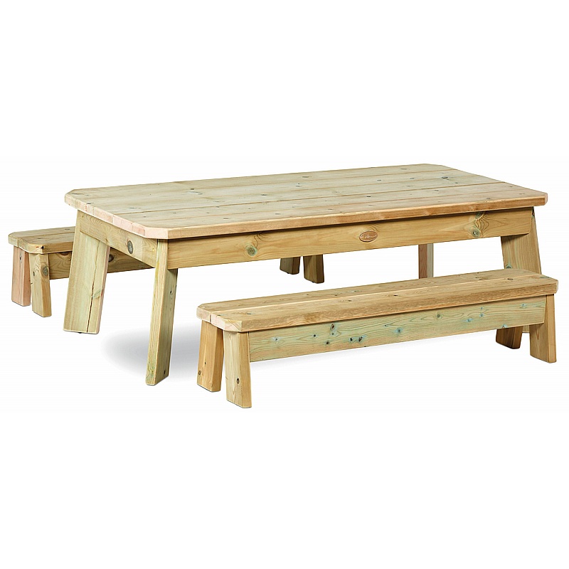 Adventure Tots Nursery Outdoor Pre-School Rectangular Table and Bench Set - Education