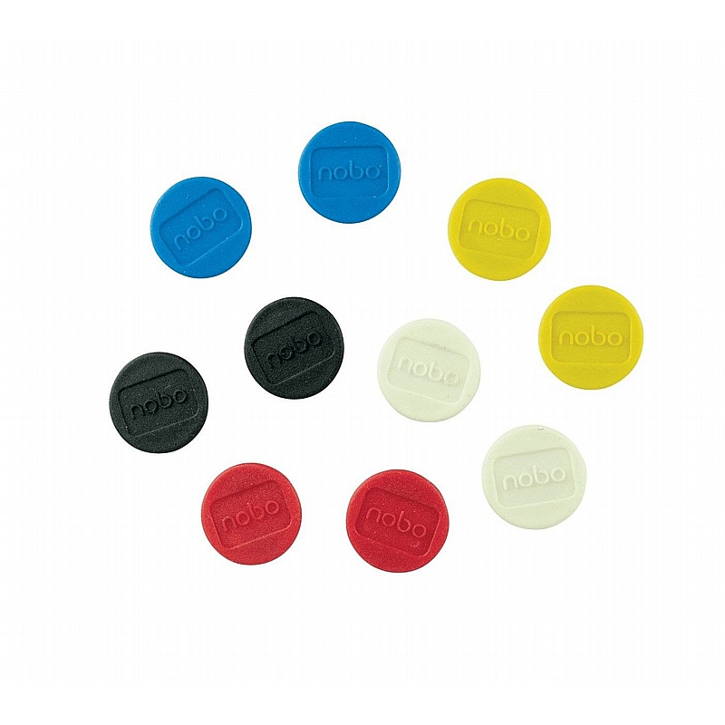 Nobo 24mm Magnetic Whiteboard Coloured Magnets - Pack of 10 - Office Furniture