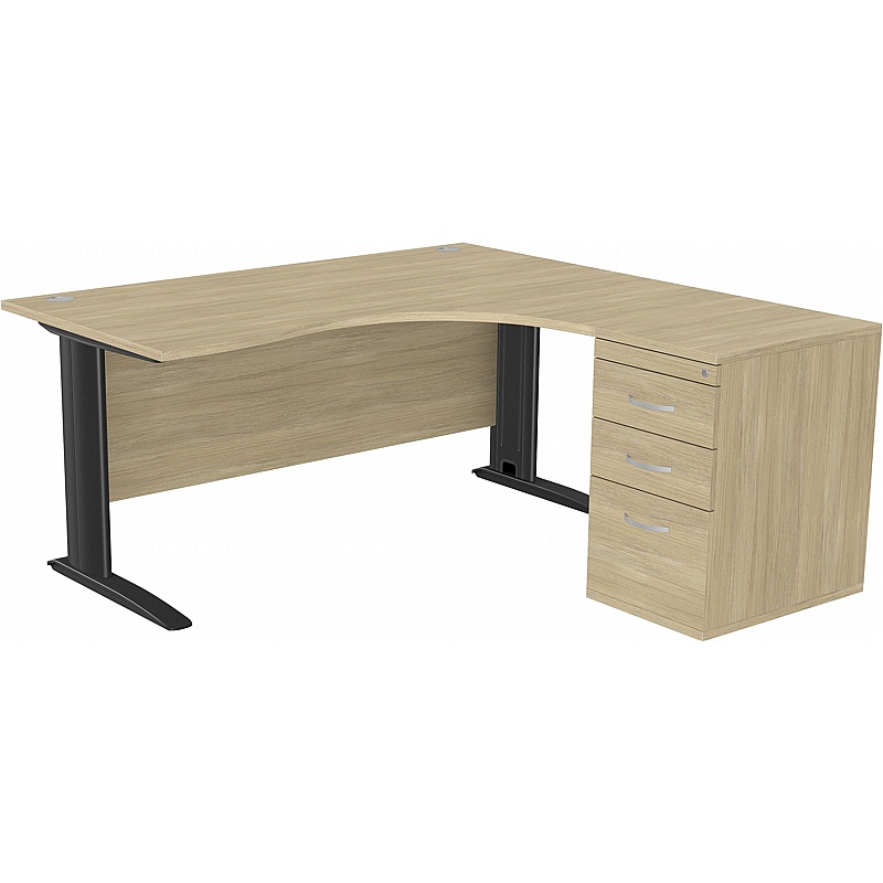 SmartLine Ergonomic Radial Cable Managed Office Desks with Desk End Drawers - Office Furniture