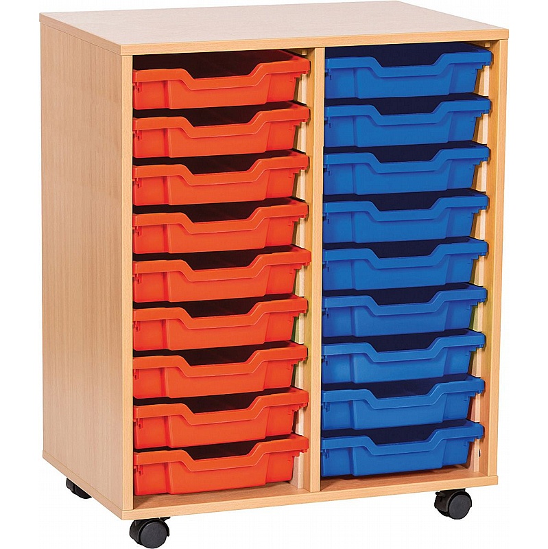 EduStore Double Column 18 Shallow Tray Storage - Education