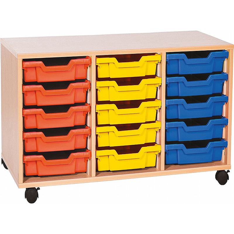 EduStore Triple Column 15 Shallow Tray Storage - Education