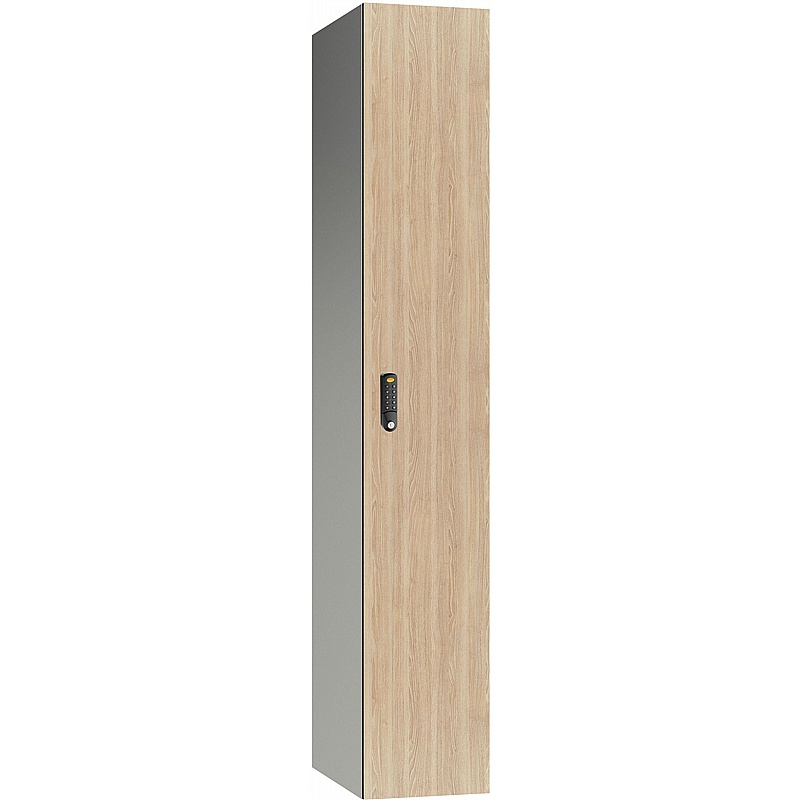 Pure Leisure Wet Area SGL Wood Effect Door Aluminium Lockers with Digital Combination Lock - Lockers & Cloakroom