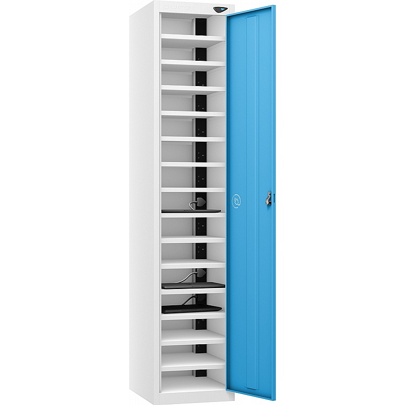 Pure Power 15 Compartment Laptop and Tablet Charging Cupboard with Hasp and Staple Lock - Lockers & Cloakroom