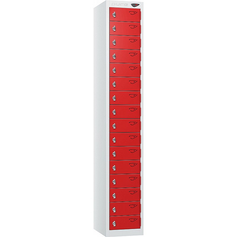 Pure Antibacterial 16 Compartment Personal Effects Lockers with Hasp and Staple Lock - Lockers & Cloakroom