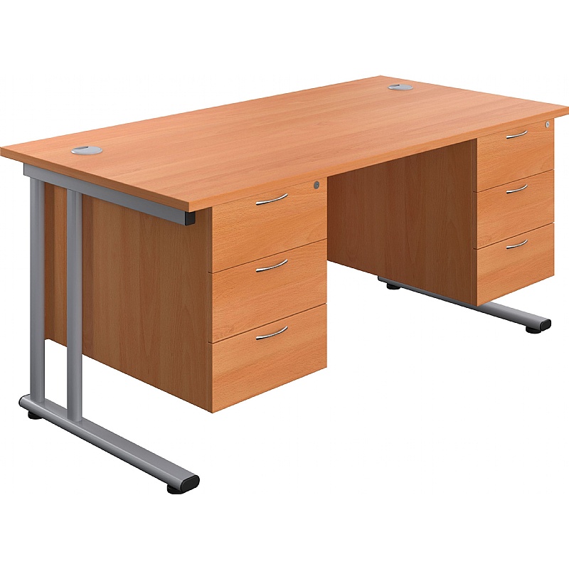 Interface Rectangular Office Desks with Double Fixed Drawers from our ...
