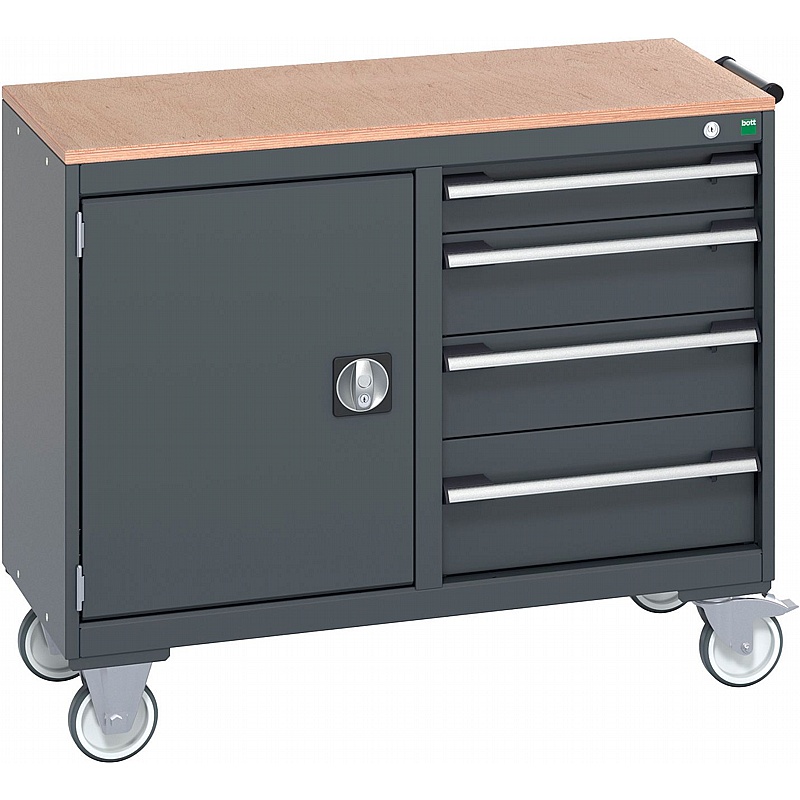 Bott Cubio Mobile Combination Anthracite Metal Cabinets with Multiplex Ply - Workshop