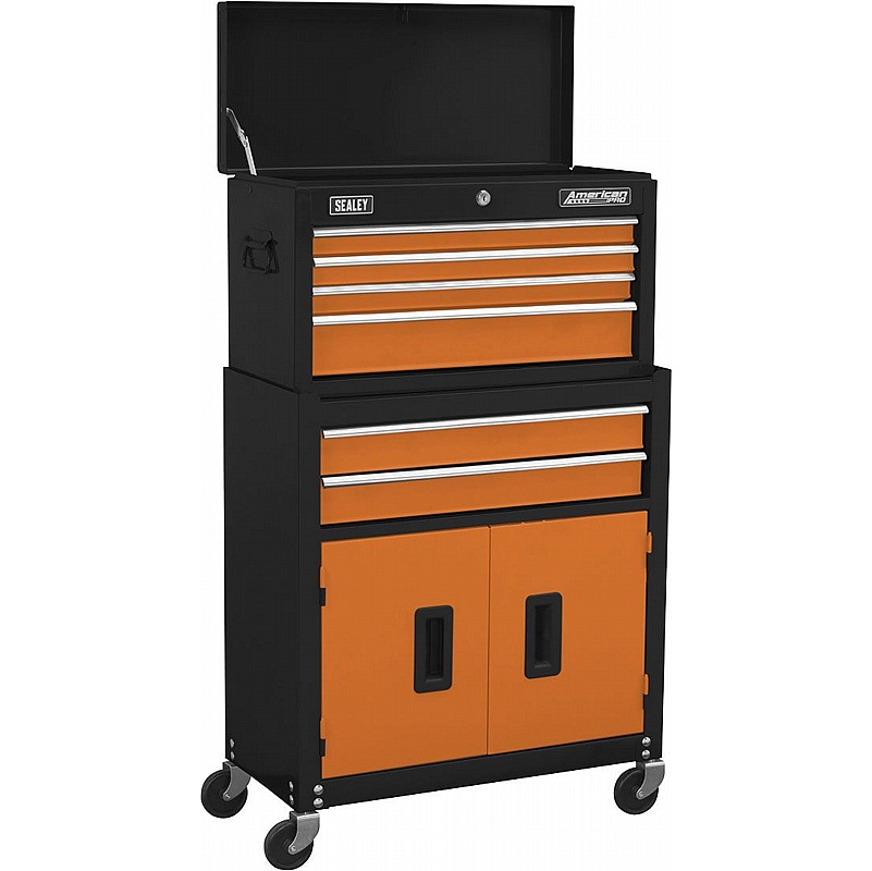 American Pro 6 Drawer Topchest & Rollercab Combination Tool Chests - Workshop