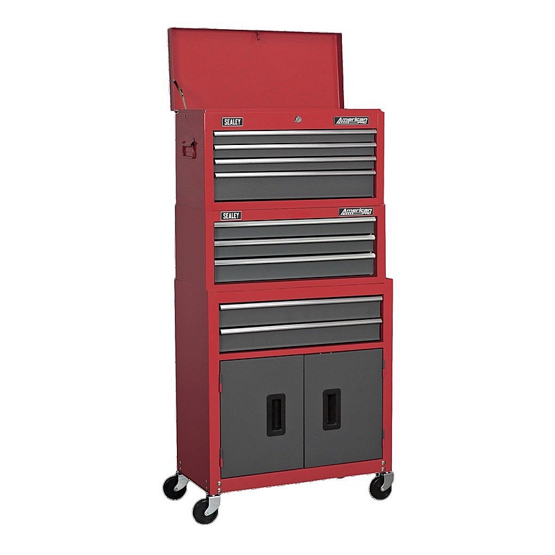 American Pro 9 Drawer Topchest, Mid-Box & Rollercab Combination Tool Chests - Workshop