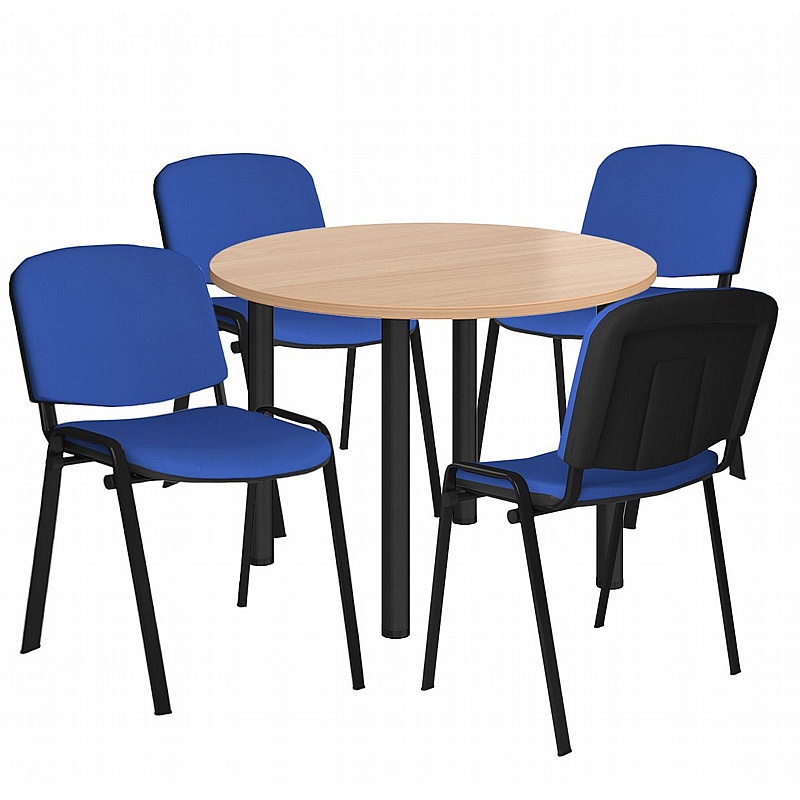 Identi Circular Meeting Table with Fabric Taurus Chairs Bundle Deal - Office Furniture