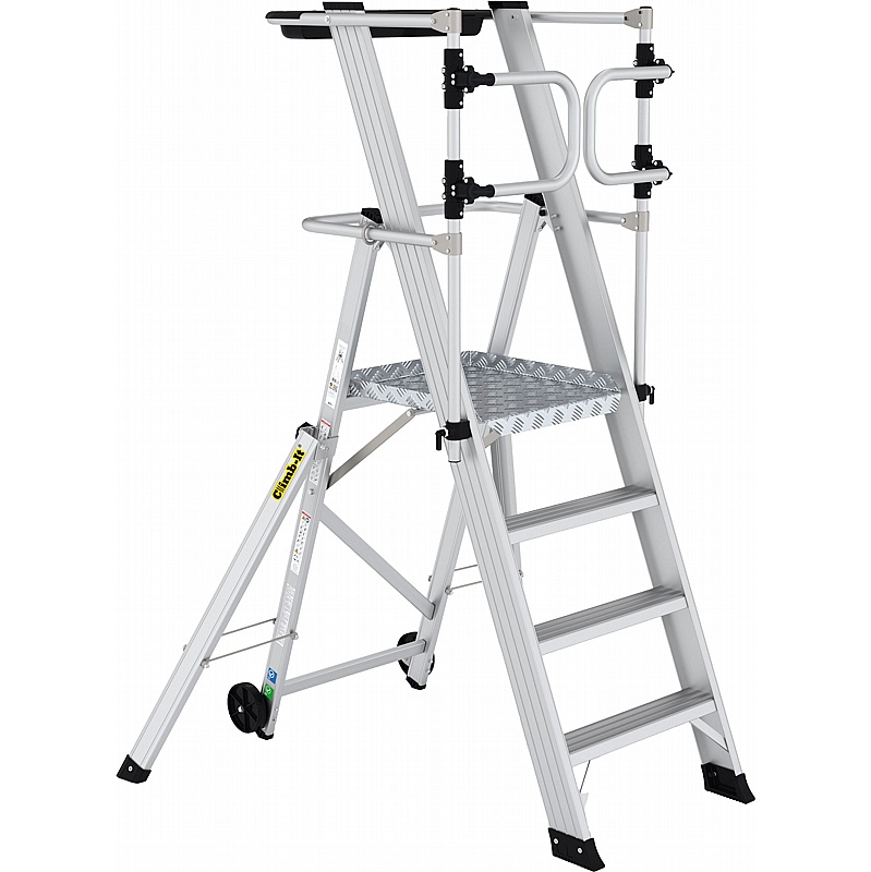 Climb-It Aluminium Large Platform Folding Steps with Safety Gates - Access Equipment