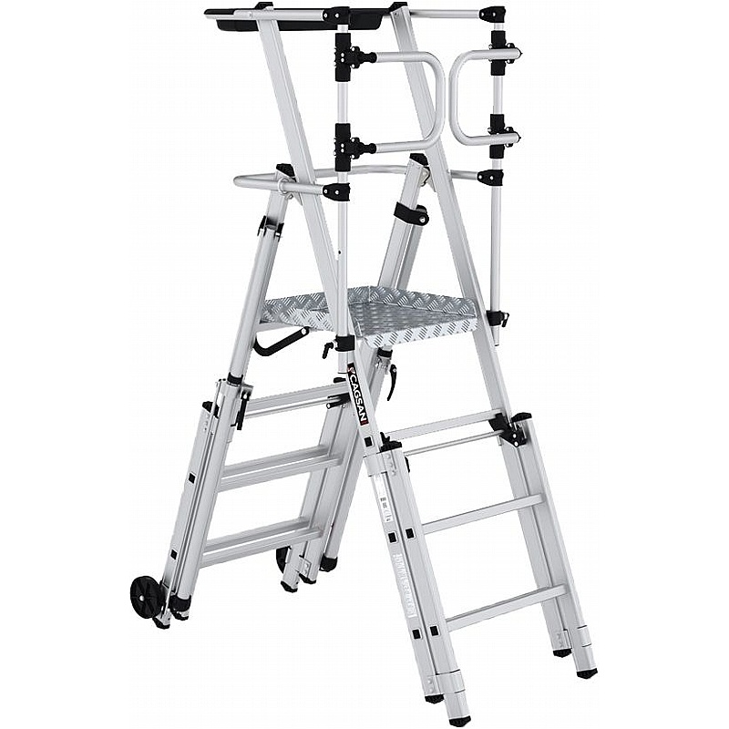 Climb-It Aluminium Telescopic Large Platform Folding Steps with Safety Gates - Access Equipment