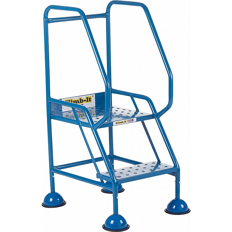 Climb-It Mobile Warehouse Steps with Domed Feet and Perforated Steps - Access Equipment