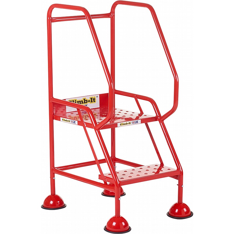 Climb-It Mobile Warehouse Steps with Domed Feet and Perforated Steps - Access Equipment