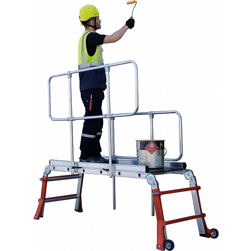 Climb-It Telescopic Trestle Work Platform with Guard Rails - Access Equipment