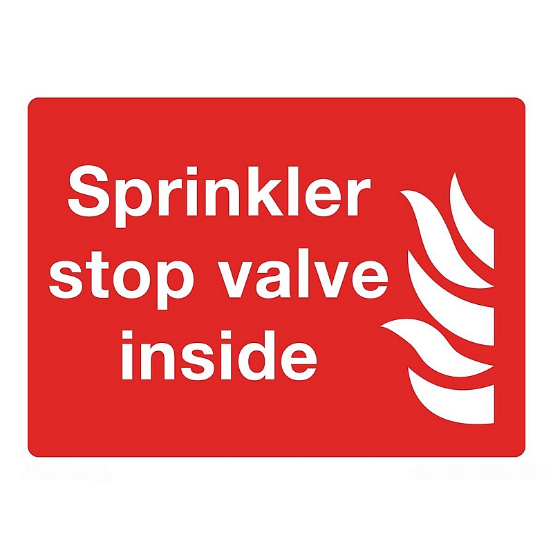 Sprinkler Stop Valve Inside Rigid Plastic Signs - Premises