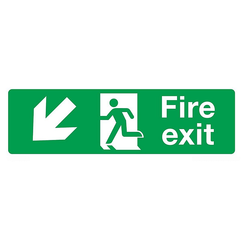 Fire Exit Down Left Rigid Plastic Signs - Premises