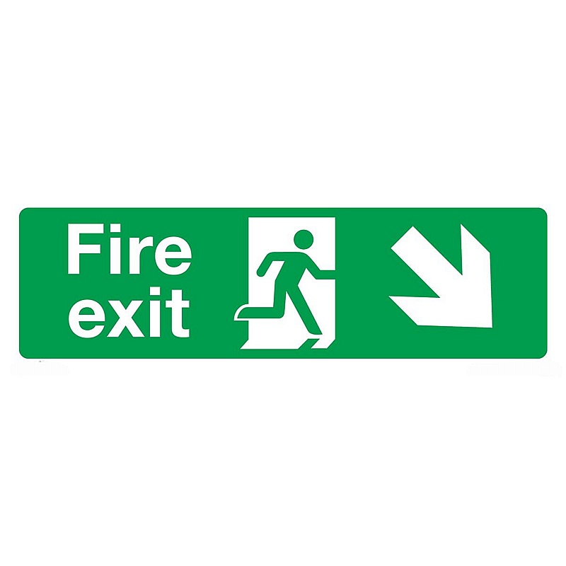 Fire Exit Down Right Rigid Plastic Signs - Premises