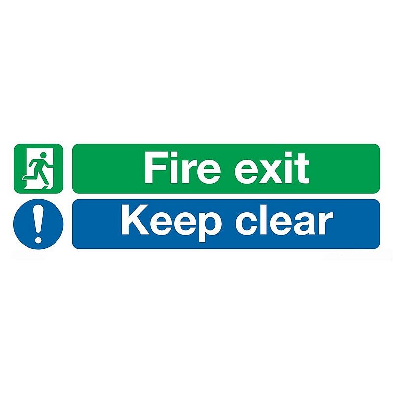 Fire Exit Keep Clear Horizontal Rigid Plastic Signs - Premises
