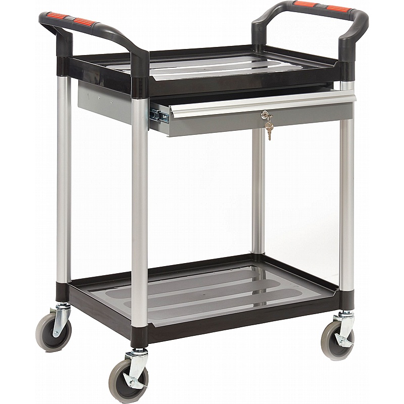ProPlaz Plastic Shelf Trolley with Steel Drawer Storage - Handling & Lifting
