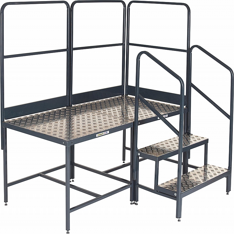 Platform With Two Rails Climb-It Steel Two Inline Work Platforms with Handrails from our Work ...