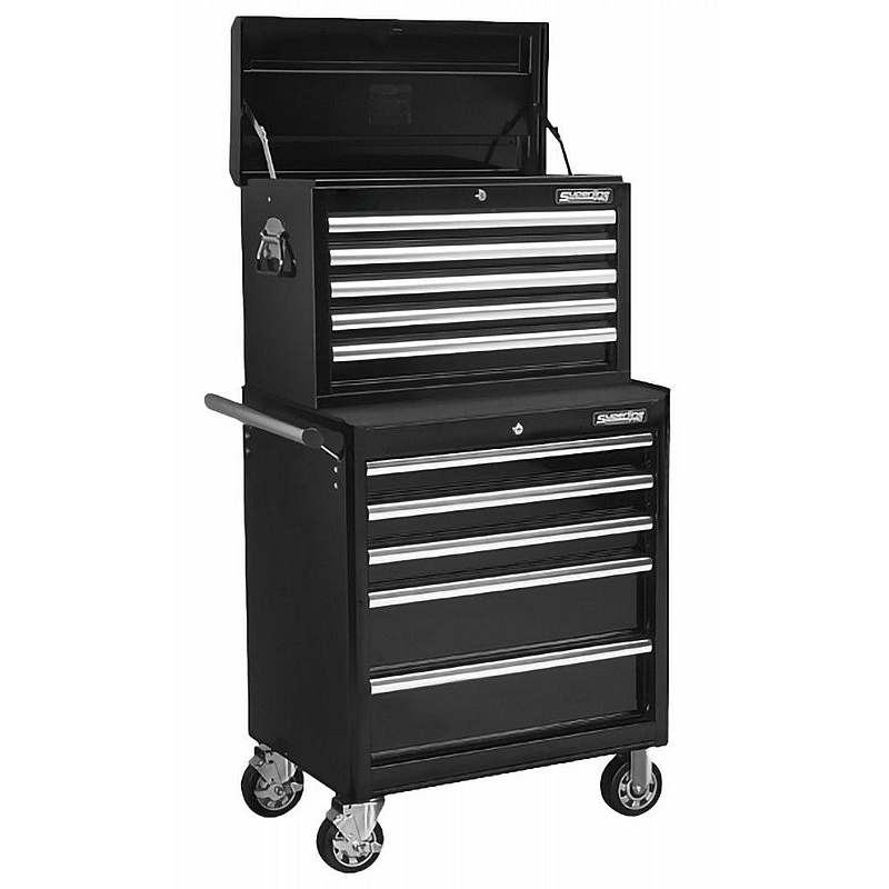 Superline Pro 10 Drawer Topchest & Rollercab Combination Tool Chests with 148pc Tool Kit - Workshop