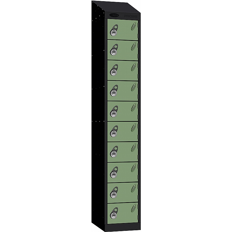 Stellar Probe Equinox Antibacterial Sloping Top 10 Compartment Lockers with Manual Combination Lock - Lockers & Cloakroom