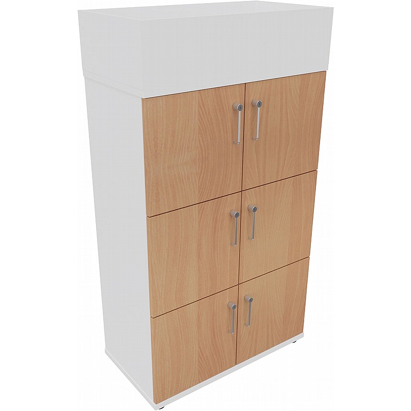 Contract Plus 6 Person Wooden Office Lockers With Planter - Lockers & Cloakroom
