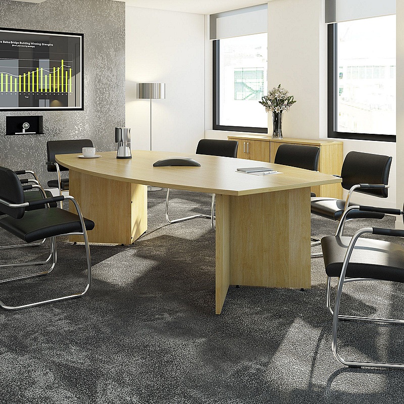 Spectra Arrowhead Boat Shaped Boardroom Table with Bruges Chairs Bundle Deal - Office Furniture