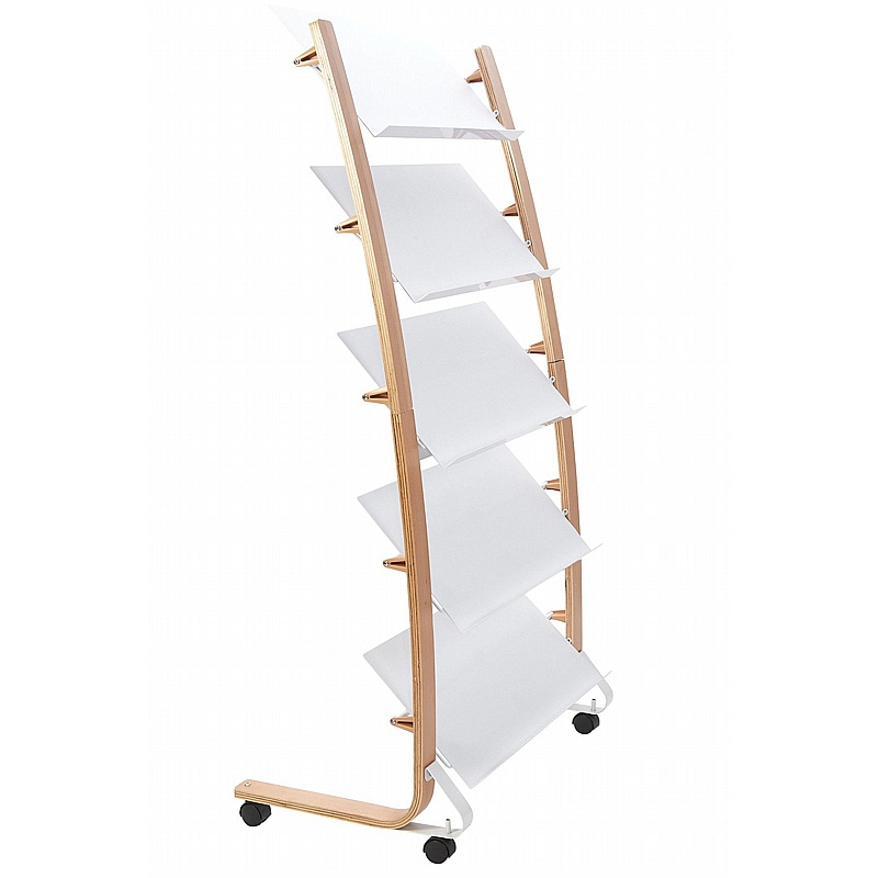 Woody 15 Compartment Mobile Leaflet / Brochure Dispenser - Office Furniture