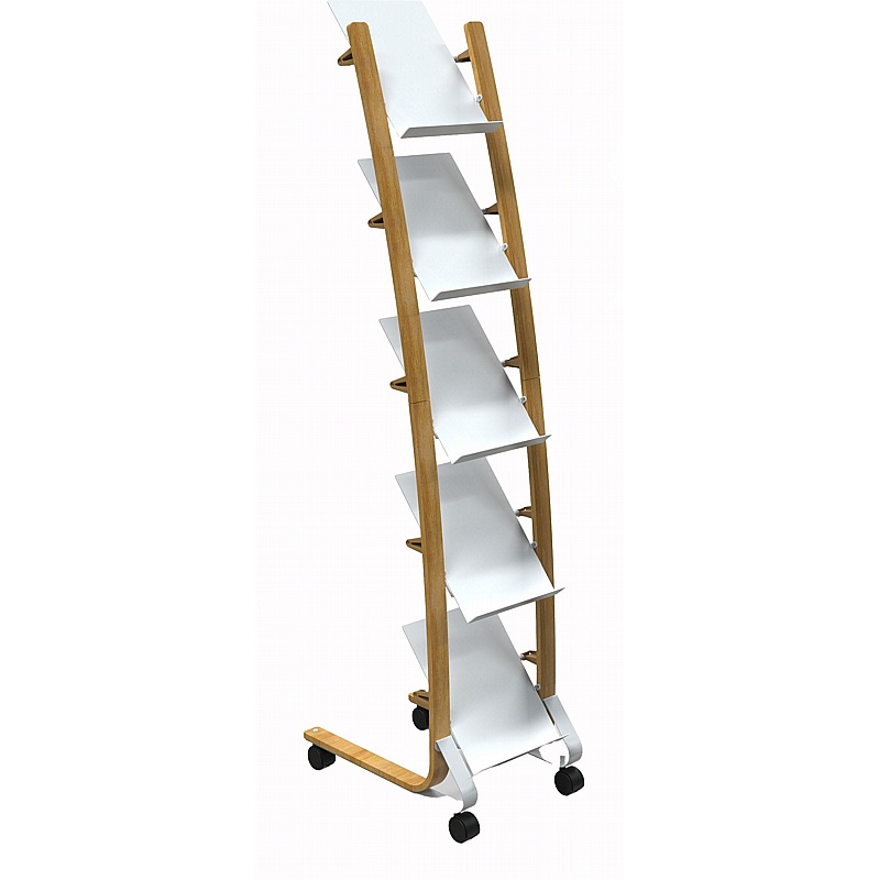 Woody 5 Compartment Mobile Leaflet / Brochure Dispenser - Office Furniture