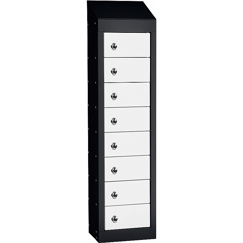 Stellar Probe Antibacterial Sloping Top 8 Compartment Personal Effects Lockers with Hasp and Staple Lock - Lockers & Cloakroom