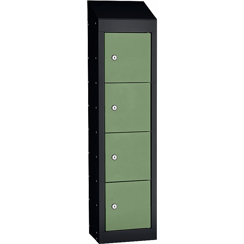 Stellar Probe Equinox Antibacterial Sloping Top 4 Compartment Personal Effects Lockers with Cam Lock - Lockers & Cloakroom
