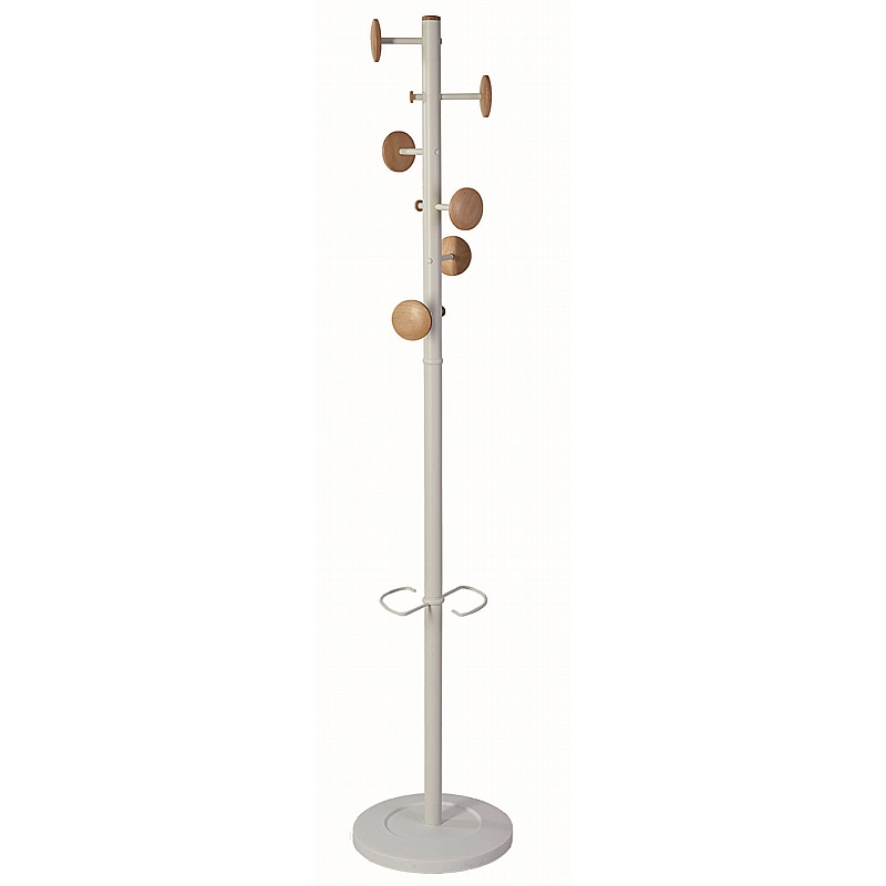 Music Woody White Office Coat Stand - Office Furniture