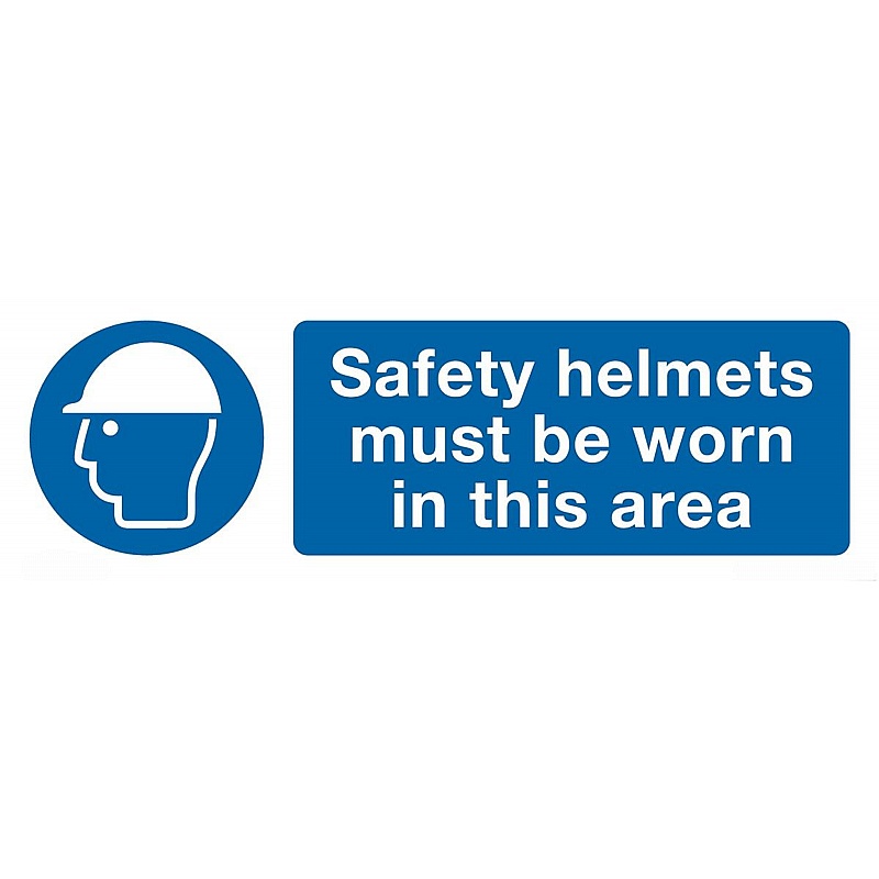 Safety Helmets To Be Worn In This Area Self-Adhesive Signs - Premises