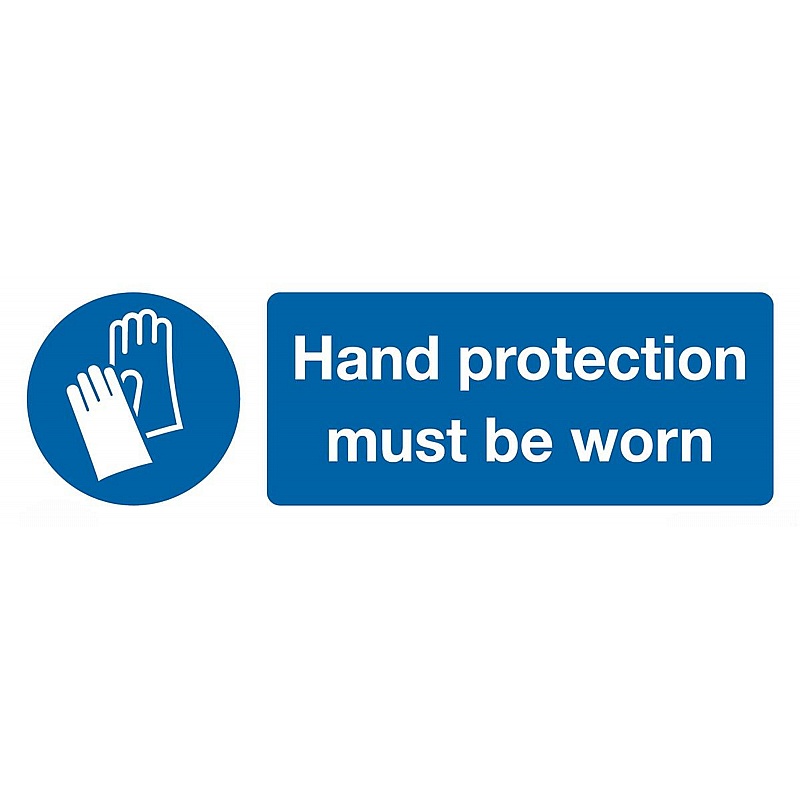 Hand Protection Must Be Worn Self-Adhesive Signs - Premises