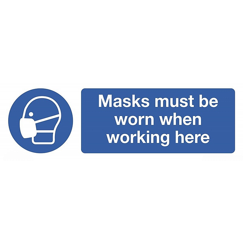 Masks Must Be Worn When Working Here Self-Adhesive Signs - Premises
