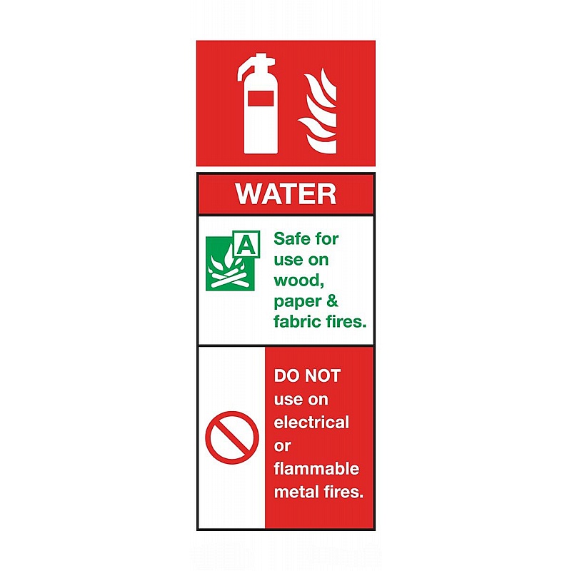 Water Fire Extinguisher Self-Adhesive Signs - Premises