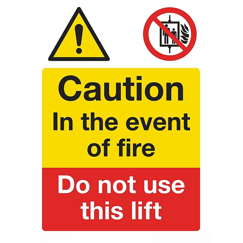 Do Not Use Lift In Fire Self-Adhesive Signs - Premises
