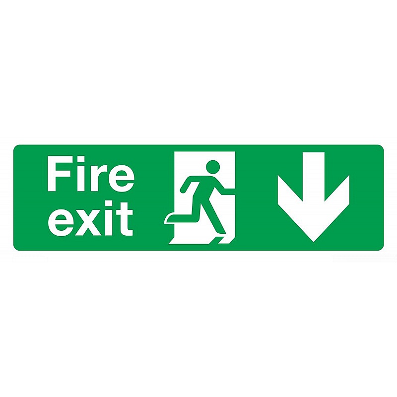 Fire Exit Down Self-Adhesive Signs - Premises