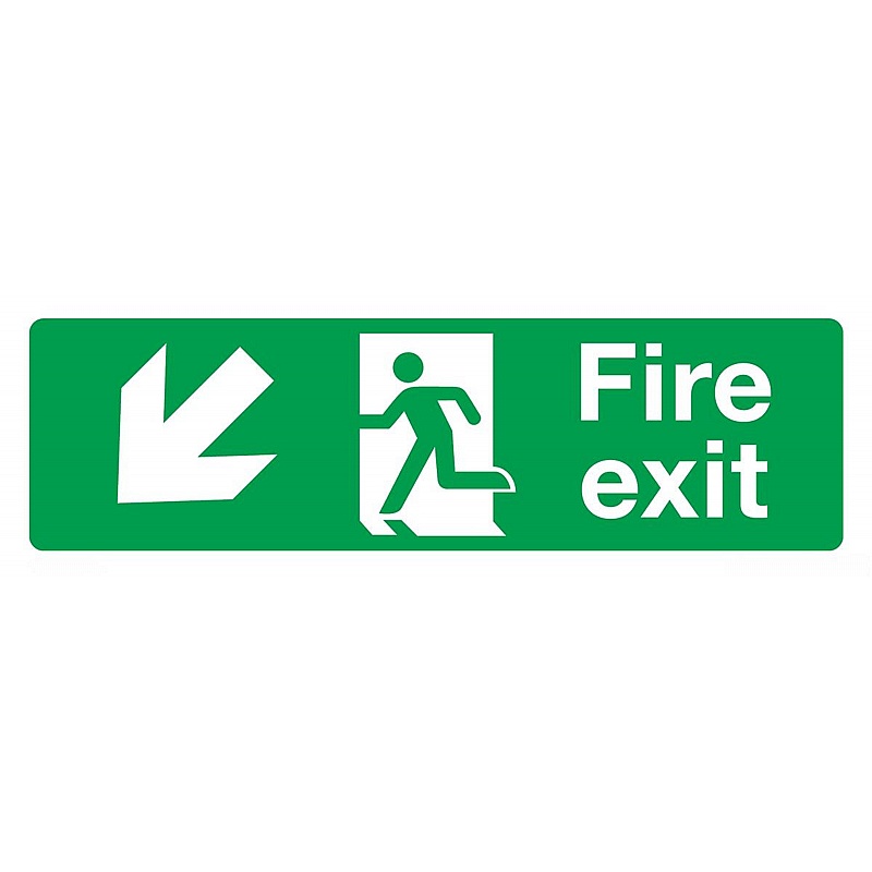 Fire Exit Down Left Self-Adhesive Signs - Premises