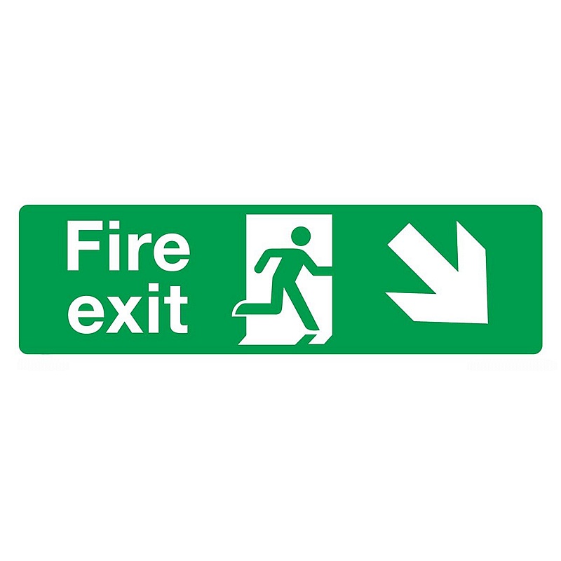 Fire Exit Down Right Self-Adhesive Signs - Premises