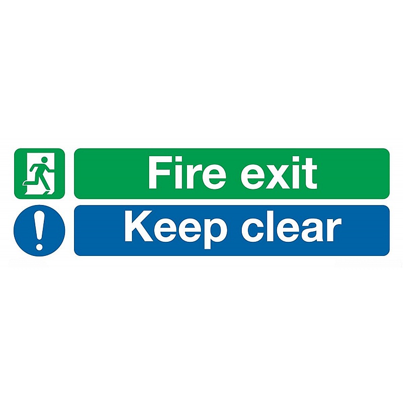 Fire Exit Keep Clear Horizontal Self-Adhesive Signs - Premises