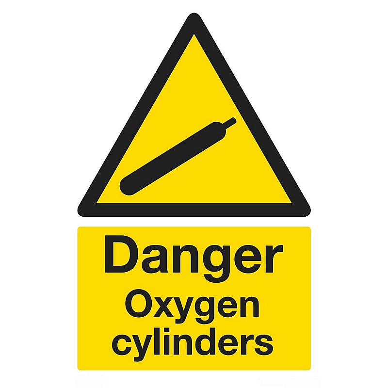 Danger Oxygen Cylinders Self-Adhesive Signs - Premises