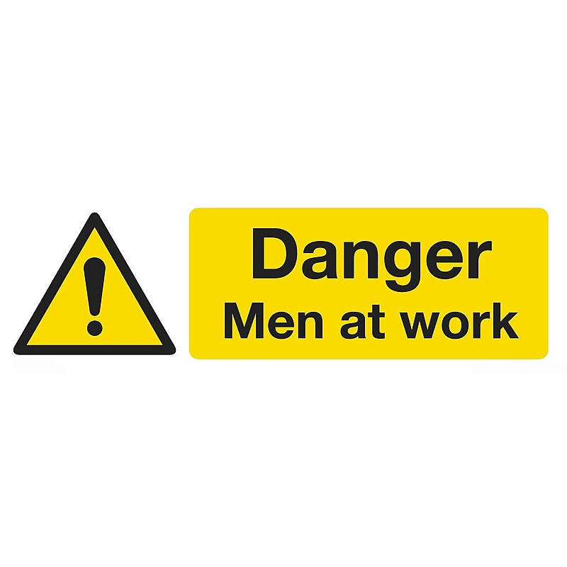 Danger Men At Work Self-Adhesive Signs - Premises