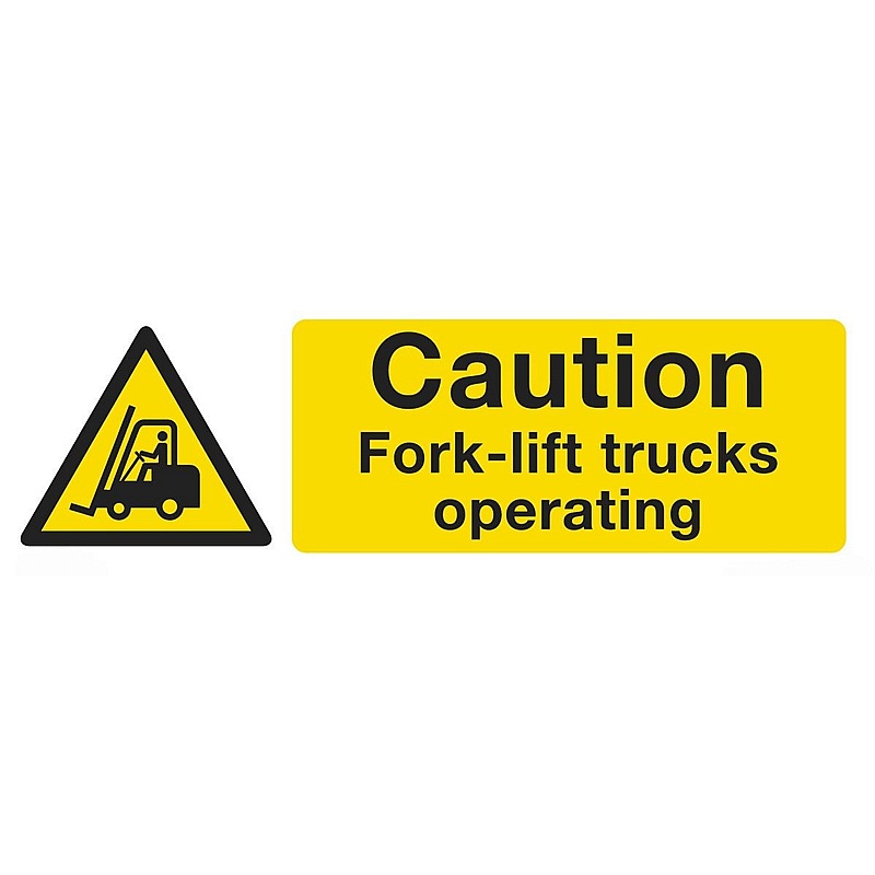 Caution Fork-Lift Truck Self-Adhesive Signs - Premises